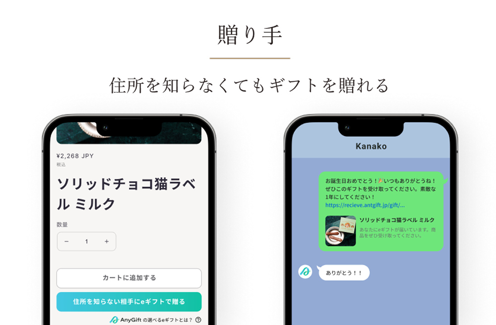住所を知らなくてもギフトを贈ることができる