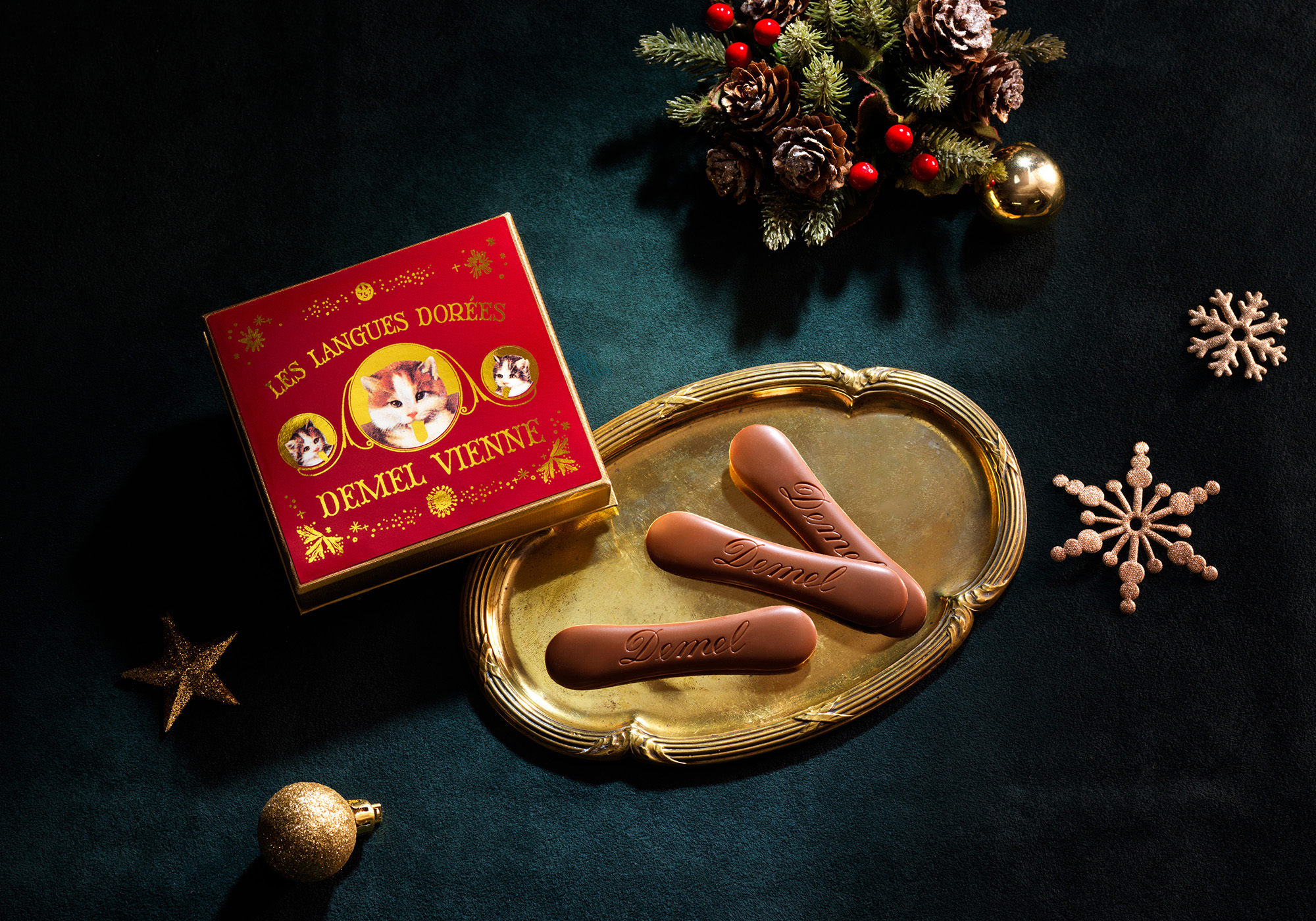 ソリッドチョコ猫ラベル ミルク（クリスマスラベル）